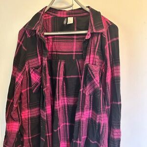 H&M Divided Pink and Black Checkered Top